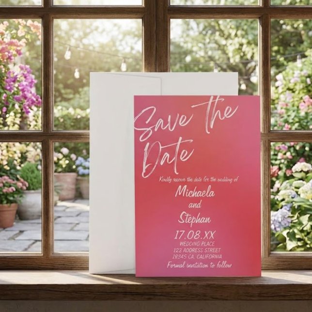 Convite de Casamento Crepúsculo Rosa e Laranja Mod (Criador carregado)