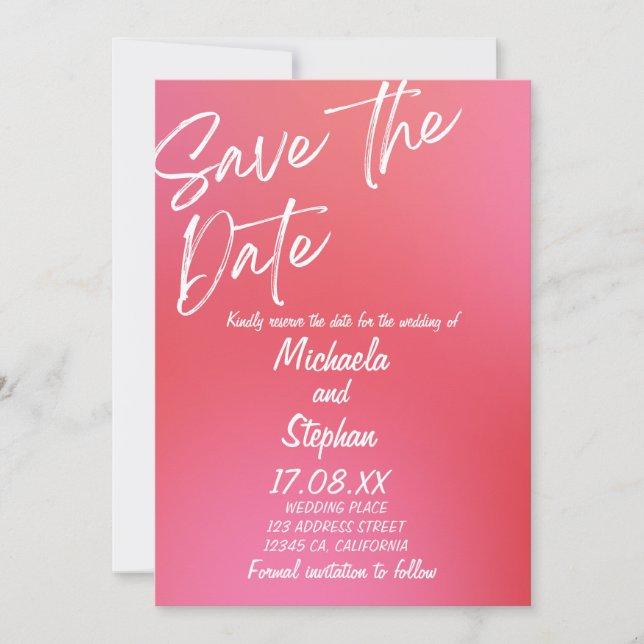 Convite de Casamento Crepúsculo Rosa e Laranja Mod (Frente)