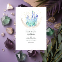 Convite de Casamento Cristais Aquarela Geométrica