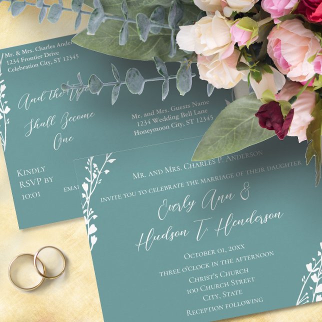 Convite de Casamento Cristão Azul Mar Sherbert (Criador carregado)