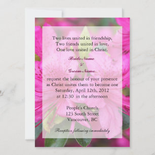 convite de casamento cristão com flores de azálea