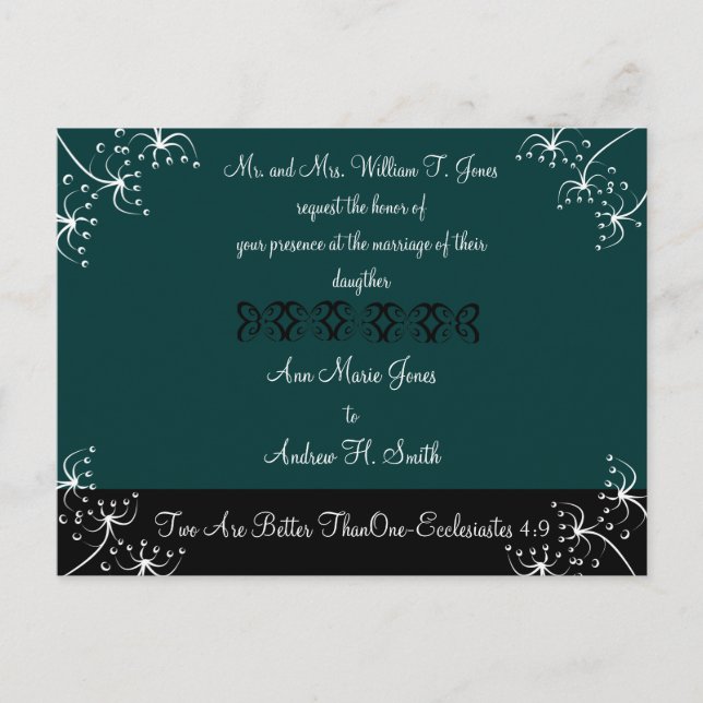 Convite de Casamento Cristão Deep Teal (Frente)