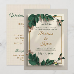 Convite de casamento cristão elegante em formato d