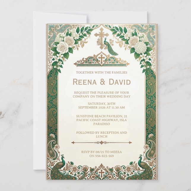 convite de casamento cristão indiano (Frente)