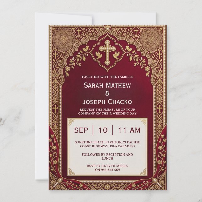 convite de casamento cristão indiano (Frente)