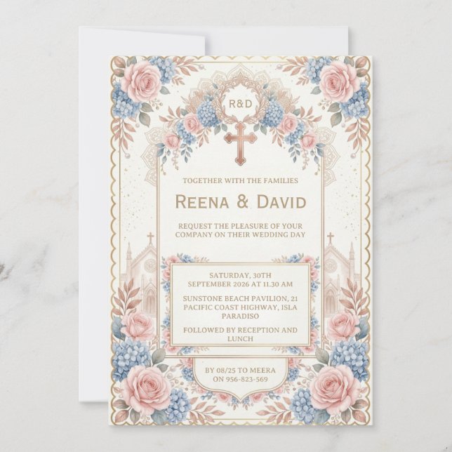 convite de casamento cristão indiano (Frente)
