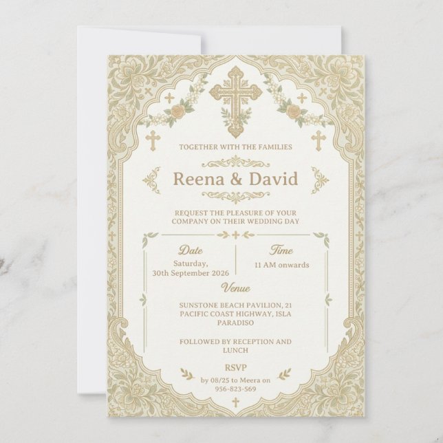 convite de casamento cristão indiano (Frente)