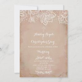 Convite de Casamento Cristão Rosa Vintage