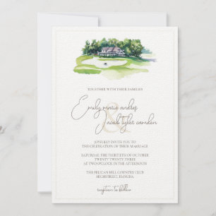 Convite de casamento - Curso Golf em Aquarela