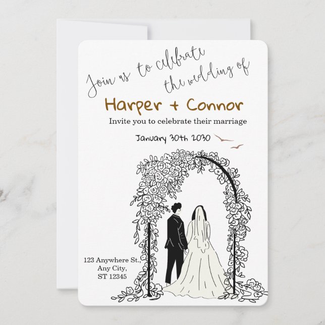 Convite de casamento Cute Doodle Save the Date (Frente)