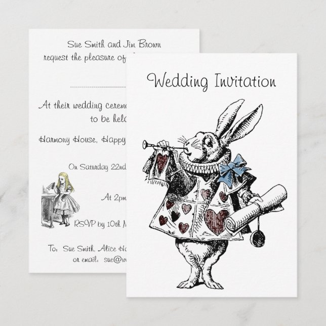 Convite de Casamento da Alice no País das Maravilh (Frente/Verso)