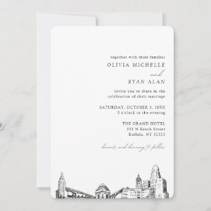 Convite de casamento da elegante silhueta de Buffa
