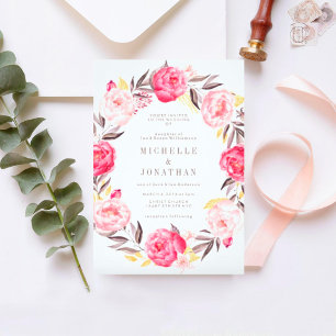 Convite De Casamento Da Frota De Aquarela Rosa