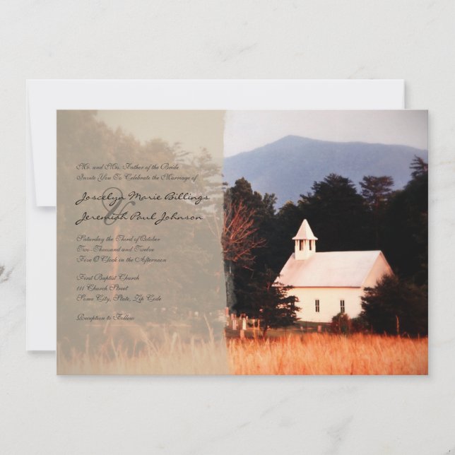 Convite De Casamento Da Igreja De Montanha (Frente)