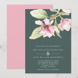 Convite De Casamento Da Magnolia Verde Rosa E Sage