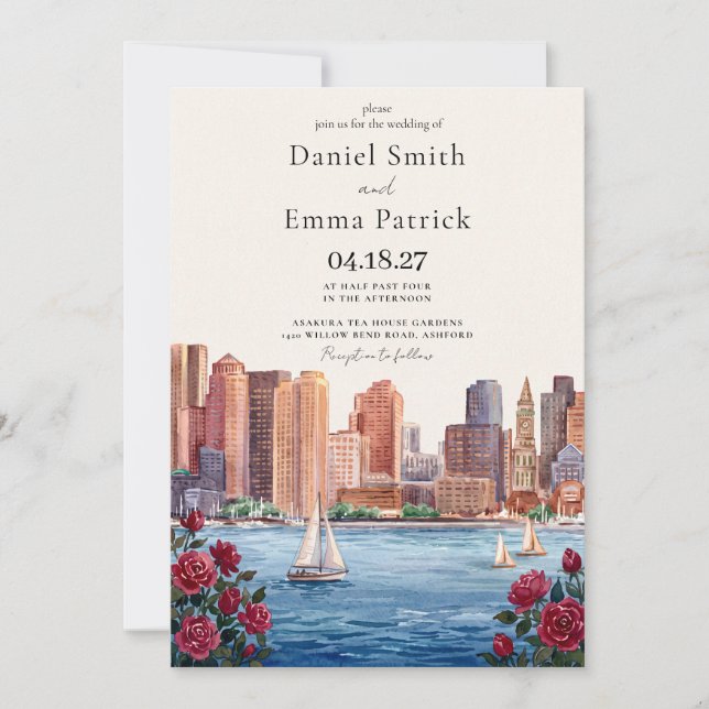 Convite de Casamento da Silhueta de Boston (Frente)
