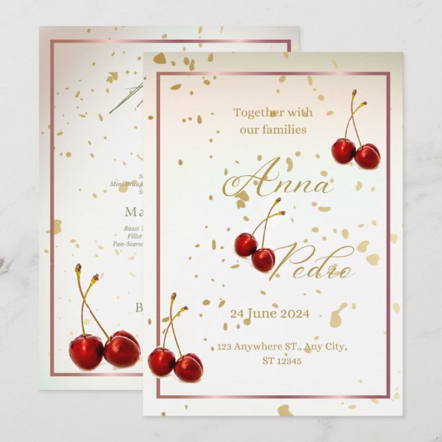 Convite de Casamento da Temporada de Cereja (Frente/Verso)