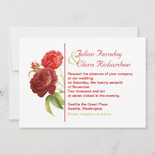 convite de casamento da Trendy rosa vermelha