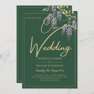 Convite de casamento da WISTERIA Roxa Verde LeahG
