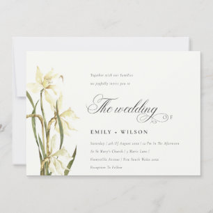 Convite de casamento Daffodil Branco Elegante