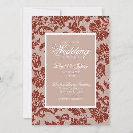 Convite de casamento damasco ferrugem de cobre