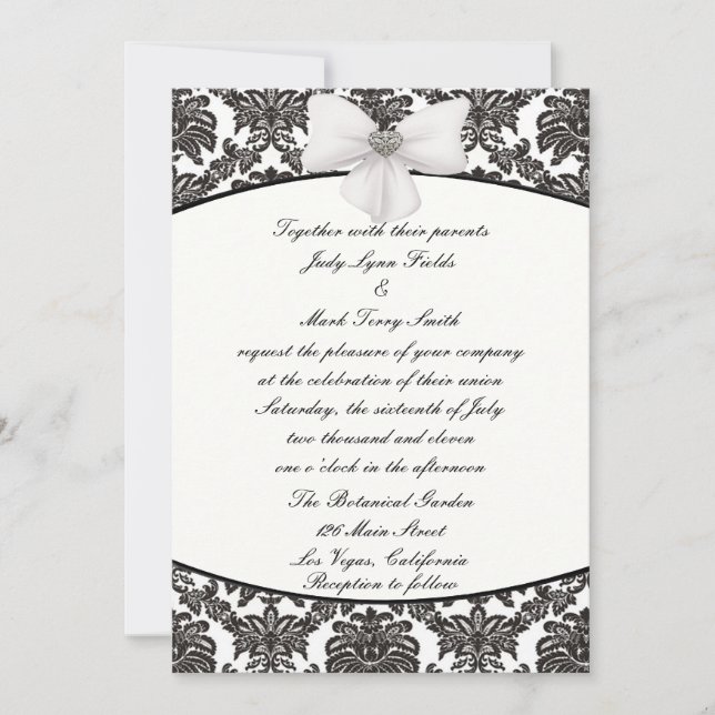 Convite de Casamento Damask Elegance (Frente)