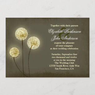 convite de casamento dandelions luz cintilante