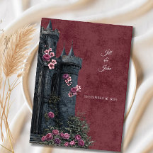 Convite de Casamento Dark Academia Castelo Florais