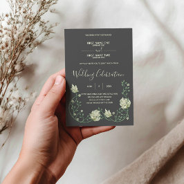 Convite de casamento Dark botânico Art nouveau