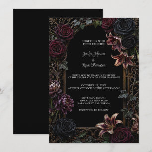 Convite de Casamento Dark Floral Gótico para o Hal