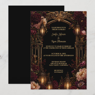 Convite de Casamento Dark Floral Gótico para o Hal