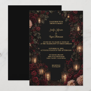 Convite de Casamento Dark Floral Gótico para o Hal