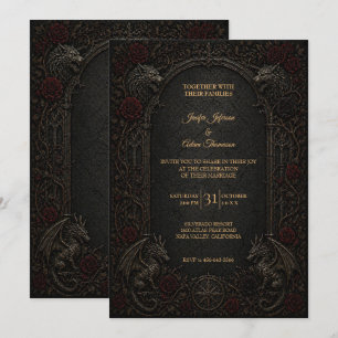 Convite de casamento Dark GOT Gothic no Halloween