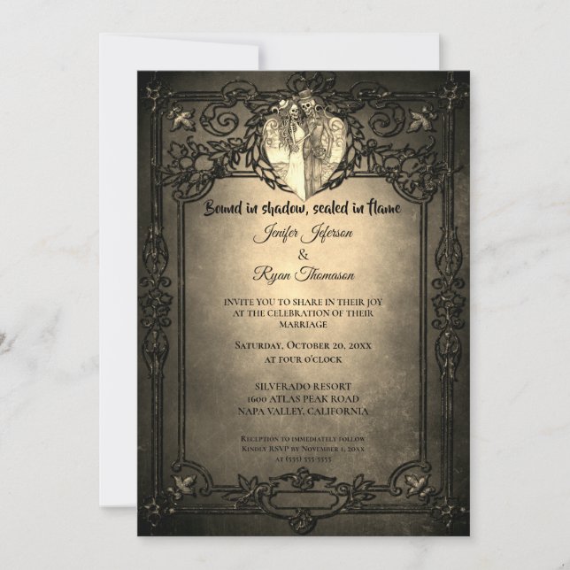 Convite de casamento Dark Gothic Halloween (Frente)