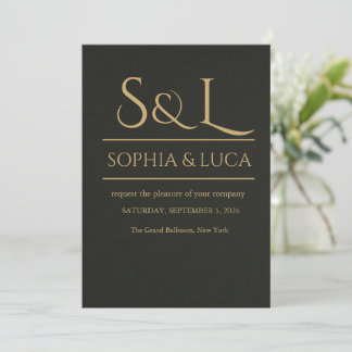 Convite de Casamento Dark Luxe Monogram