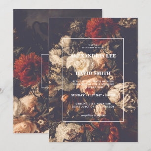 Convite de casamento Dark Moody outono Floral 2