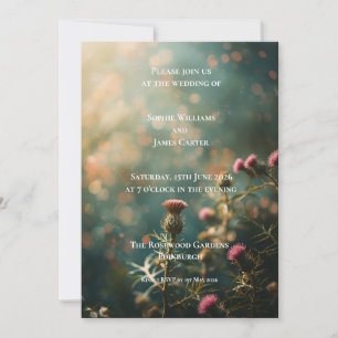 Convite de Casamento Dark Moody Thistle   Escócia