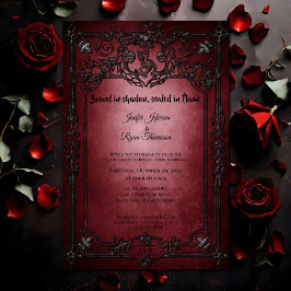 Convite de casamento Dark Red Gothic Halloween
