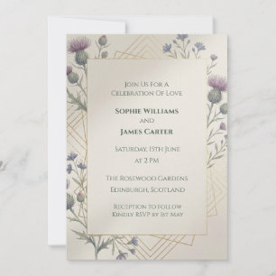 Convite de Casamento Dark Tartan Celta