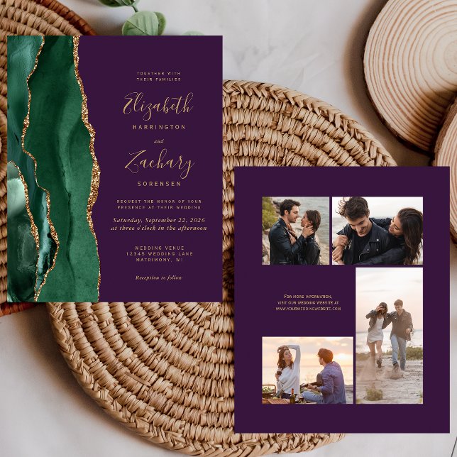 Convite de Casamento de 4 Fotos Orçamento Esmerald (Criador carregado)