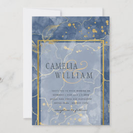 Convite de casamento de Abstrato de TINTA Dourada 