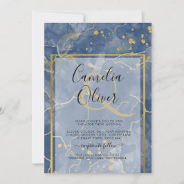 Convite de casamento de Abstrato de TINTA Dourada 
