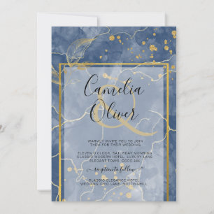 Convite de casamento de Abstrato de TINTA Dourada