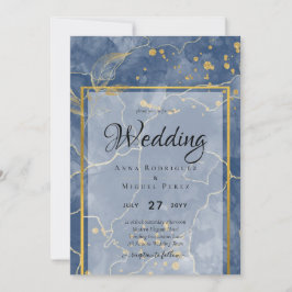 Convite de casamento de Abstrato de TINTA Dourada 