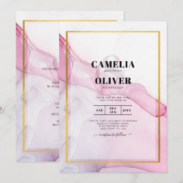 Convite de casamento de Abstrato de Tinta Púrpura