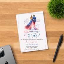 Convite de Casamento de Acrílico Vermelho Branco e