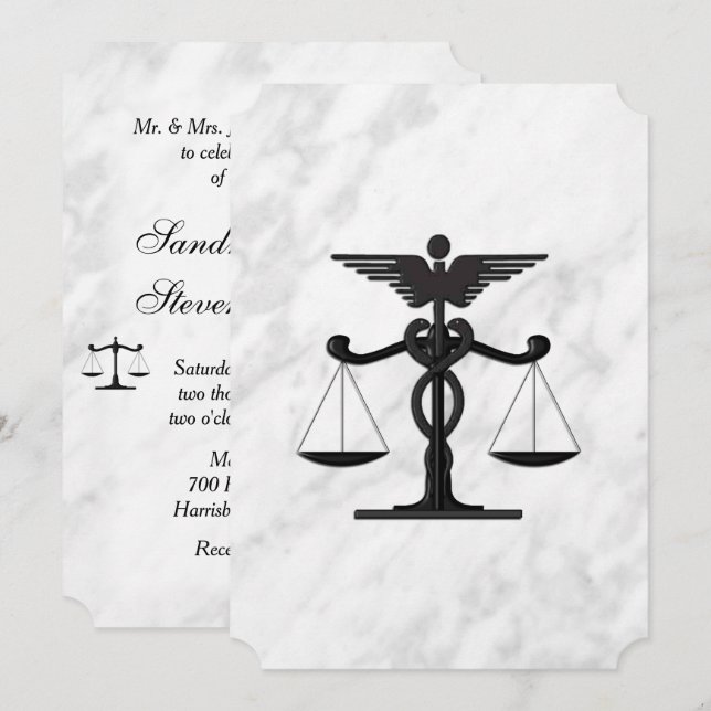 Convite de Casamento de Advogado e Médico (Frente/Verso)