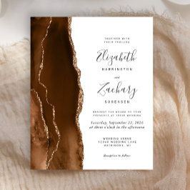 Convite de casamento de Agate Dourado Mocha Brown