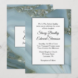 Convite de Casamento de Agato de Marble Azul