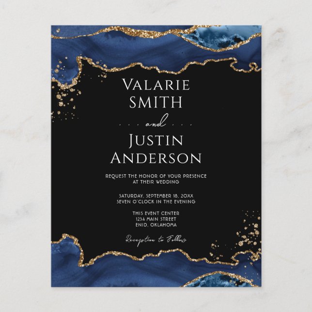 Convite De Casamento De Agitação De Glitter Dourad (Frente)